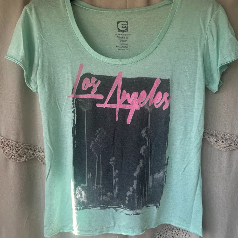 Billabong Women's Teal Short Sleeve LOS ANGELES T-Shirt/Top Size Small S